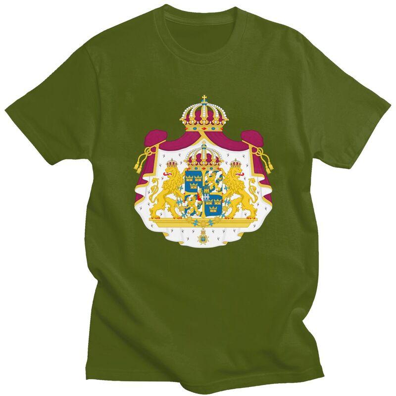 Custom Coat Of Arms Of Sweden Flag T Shirts for Men 100 Cotton Tee Tops Tshirts Fashion Tshirt Clothing