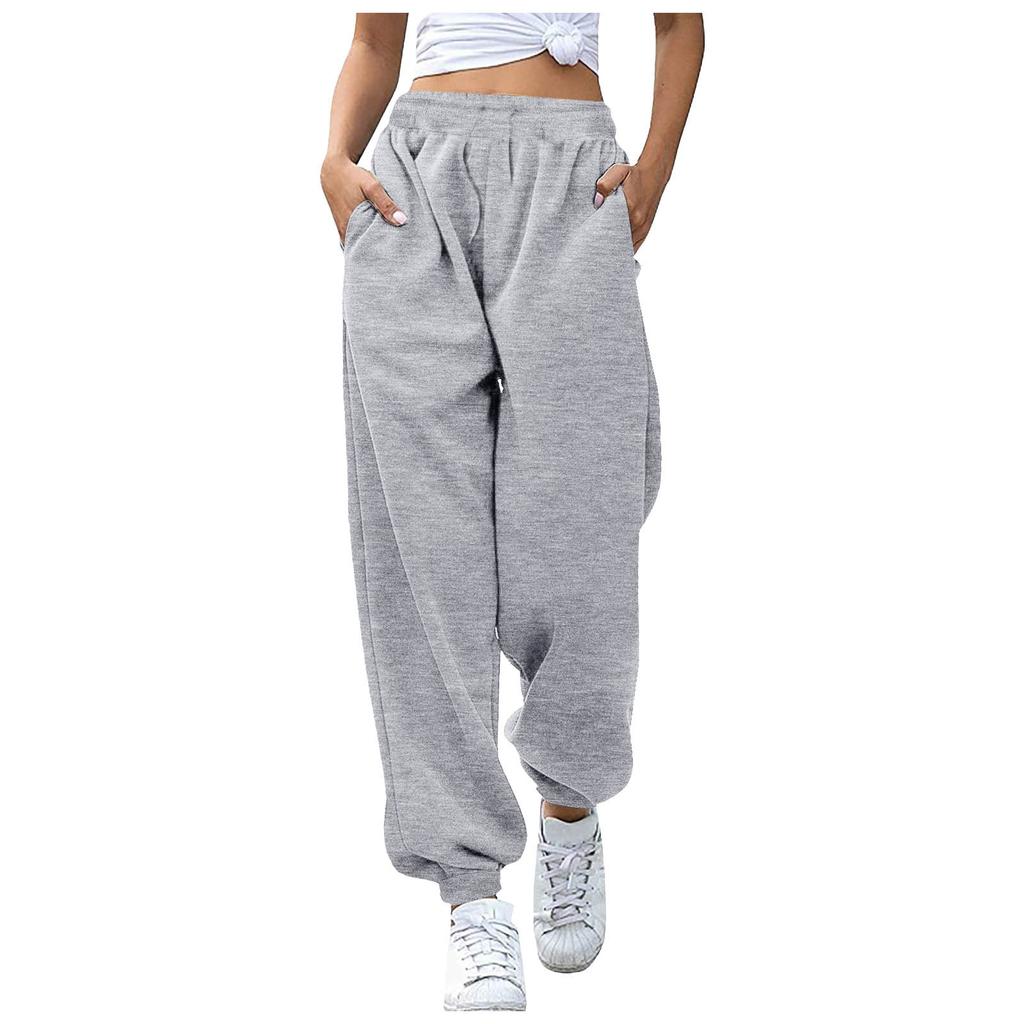 Pantalones de chándal para mujer color liso cintura elástica pantalones jogger primavera otoño casual ropa deportiva pantalones jogger para entrenamiento