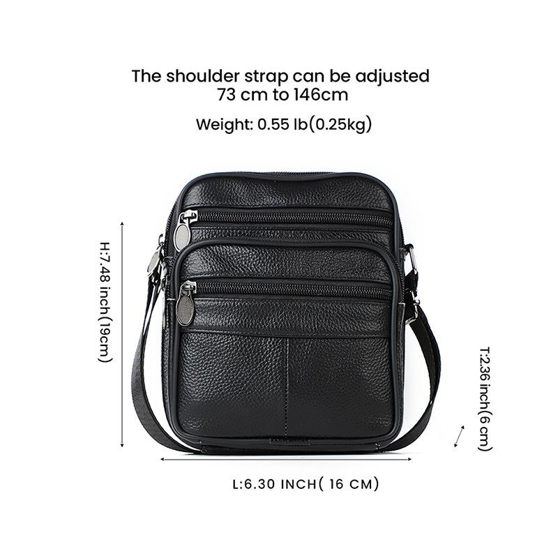 Cowhide Leather Men's Shoulder Bags Husband Small Crossbody Messenger Bag Leather Man Zipper Designer Party Bags Gift
