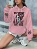 Halloween Schedel Print Hoodie, Casual Hoodie met Lange Mouwen en Kangoeroezak