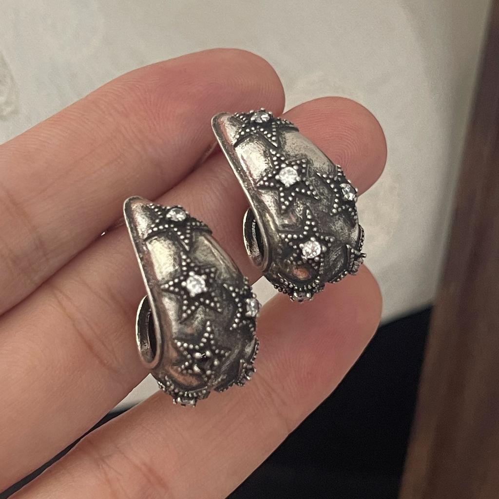 925 Sterling Silver Vintage Earrings For Women Trendy Simple Retro Zircon Moon Earring Jewelry Prevent Allergy Party Accessories