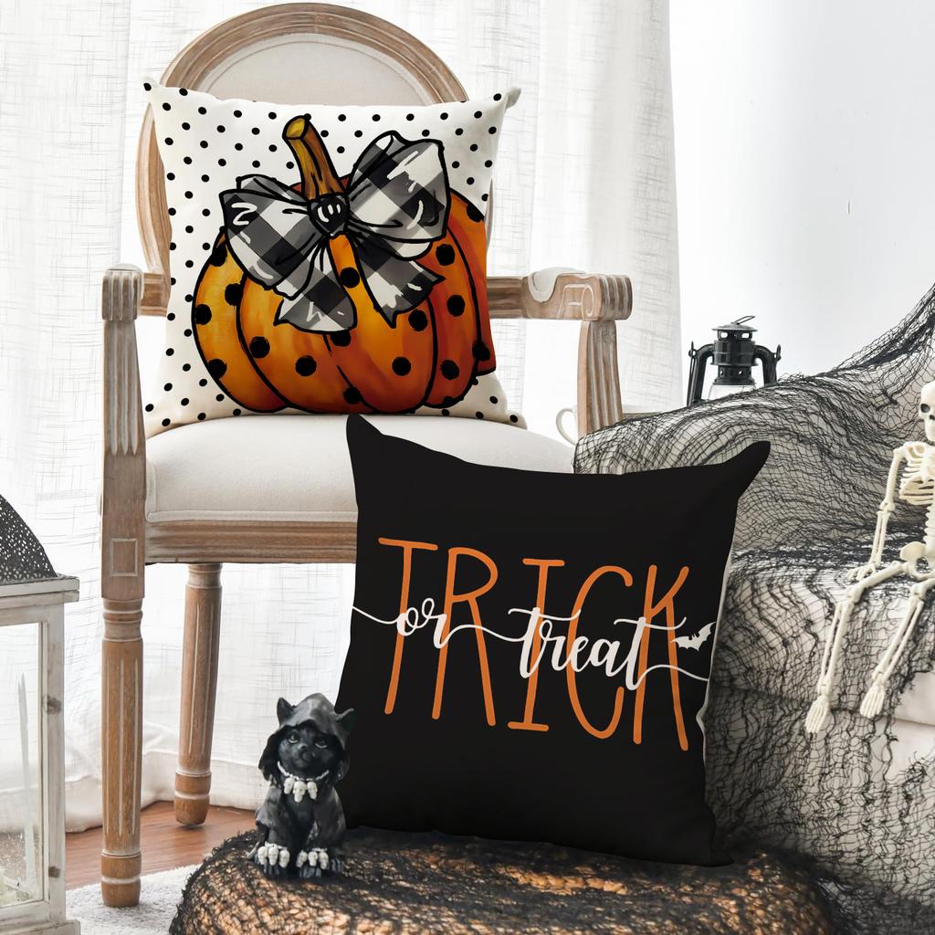 1/4Pcs Halloween Pillowcase, Happy Halloween Pumpkin Ghost Cushion Cover, Decorative Sofa, Living Room, Bedroom Cushion Cover