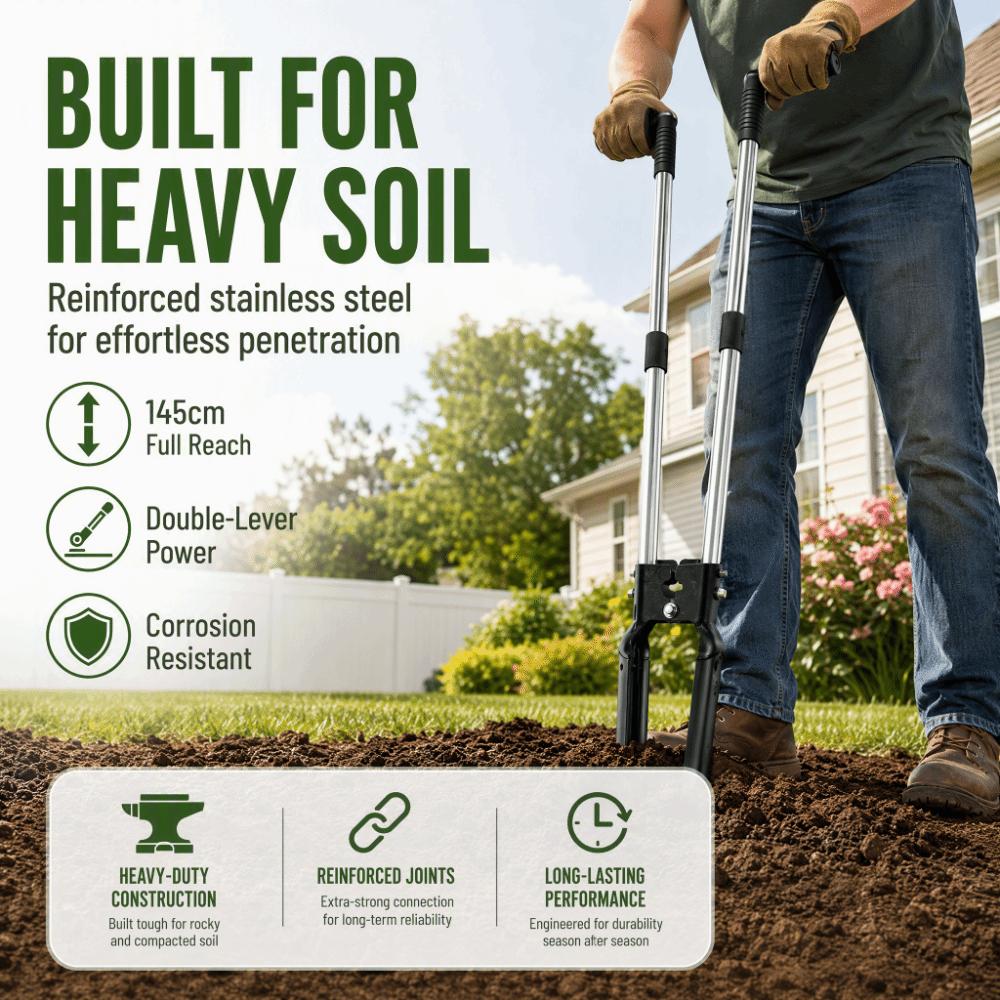 Ergonomic Sod Plugger Tool Long Handle Plants Transplanter Durable Grass Plugger Tool  Soil Remover