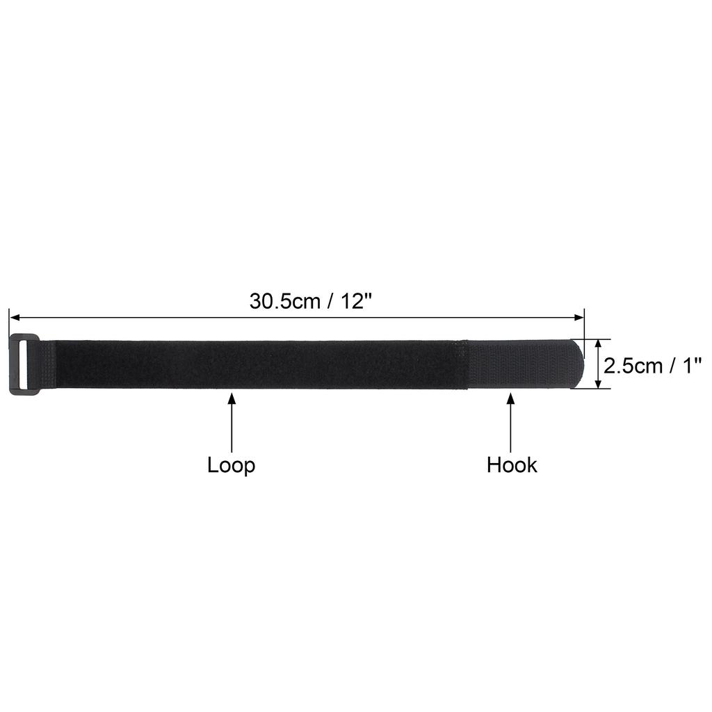 Wisdompro Kabelbinder, Klettband, für Kabelmanagement und Schnurmanagement, 2,5 cm x 30,5 cm, 12er-Pack, Schwarz