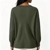 Women's Fashion Color Lace V-Neck Long Sleeve Loose Fit Blouse