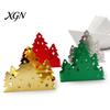 Festive Napkin Organizer Christmas Tree Holder, Stainless Steel Vertical Paper Towel Stand, Modern Metal Tray Decorative Dispenser for Holiday