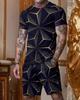 Men's Casual 2pcs Set, Coconut Palm Print T-shirt + Active Shorts Matching Set For Fitness