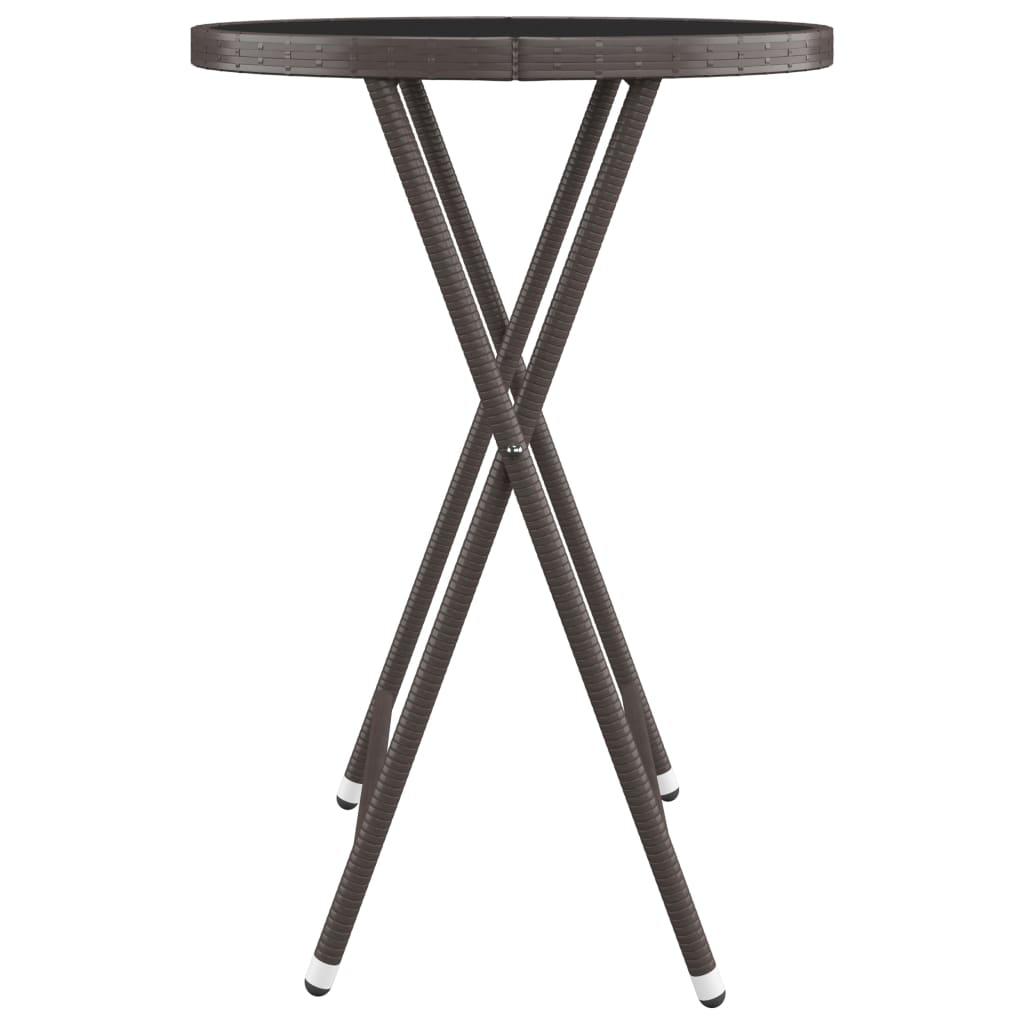 3 Piece Bistro Set Brown Poly Rattan and Tempered Glass