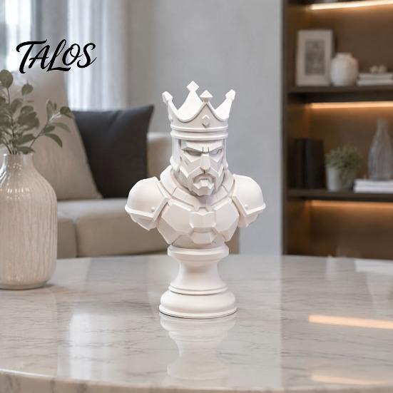 Europäischer Stil Hausdeko Ornament 3D Gedruckte Schachkönig Büste Statue, Harz Elegante Tischplatte Ritter Statue Figur, Dekorative Skulptur für