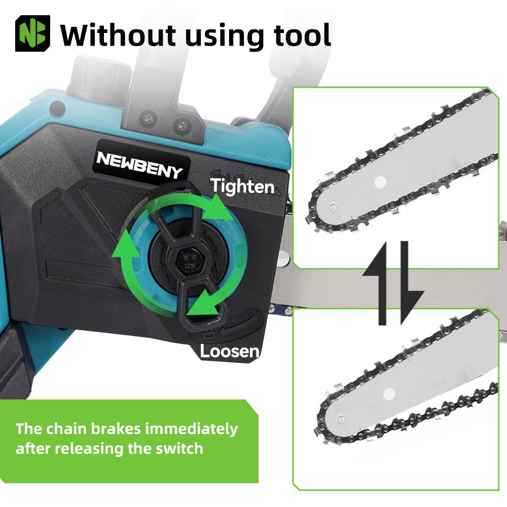 Newbeny Motosega elettrica senza spazzole da 12 pollici con display a LED, sega da giardino per il taglio del legno senza fili, per batteria Makita da 18 V