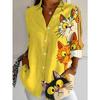 Plus Size Women's Long Sleeve Shirt Cute Cat Probe Loose Printed Shirt