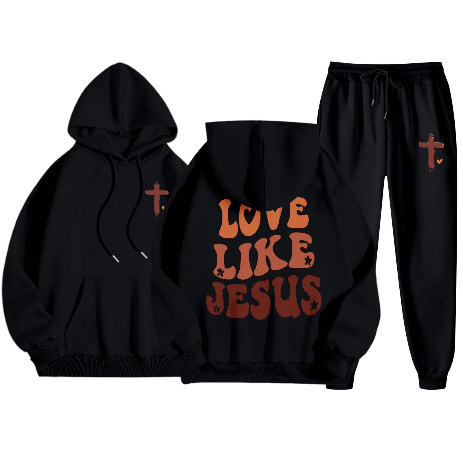 

Мужской повседневный однотонный свитшот с принтом букв, Мужской флисовый худи на шнурке и спортивные штаны, комплект из двух предметов XL чёрный