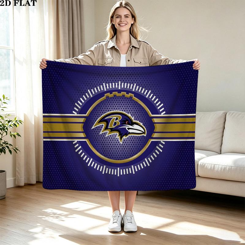 Koc flanelowy z nadrukiem Baltimore Ravens Wysokiej jakości Ciepły Komfortowy Pokrowiec na wszystkie pory roku Idealny na prezenty Wystrój domu