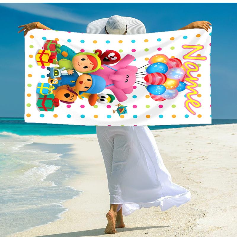 Personalized customized proof beach towel with Pocoyo pattern - soft, absorbent,quick-drying,perfect swimming,camping&bathing