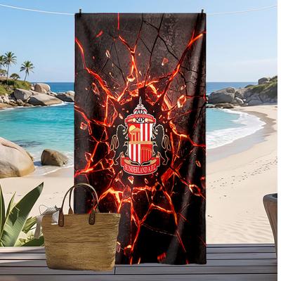Sunderland Football Druck Strandtuch, Großes Weiches Schnelltrocknendes Handtuch für Strand Camping Schwimmen