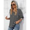 YYFS Women's Fashion Casual Stripe Print Long Sleeve Hooded Hoodies & Sweatshirts