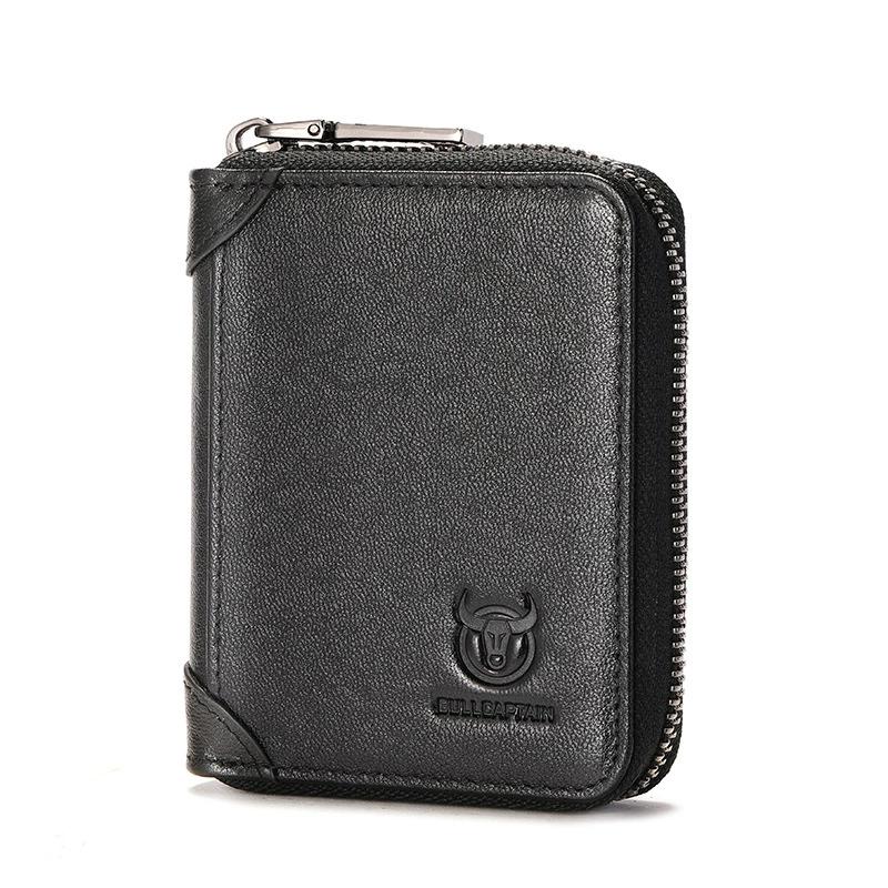 BULLCAPTAIN Leather Men's Key Bag Wallet  Fashion Storage Bags Car Cover Compact Mini Card Holder Coin Purse Man Butler Keychain