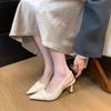 High heels pink bag head sandals fairy shoes spring and summer splicing with skirt pointed shoes single shoes