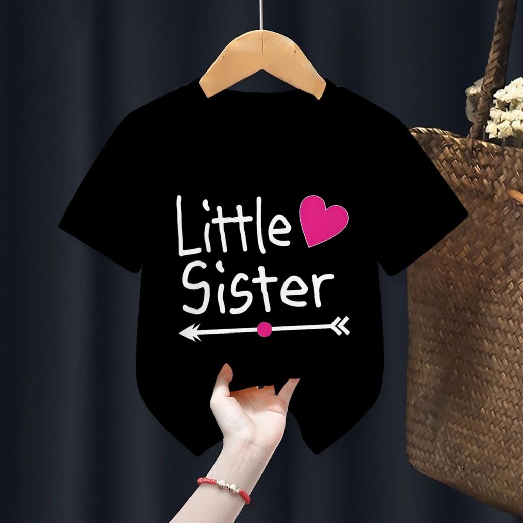 SiblingThemed Girl Clothing Big Sister Little Sister Print Summer Kids T Shirt Graphic Shirt Girls Tops Sibling Cartoon Tshirt