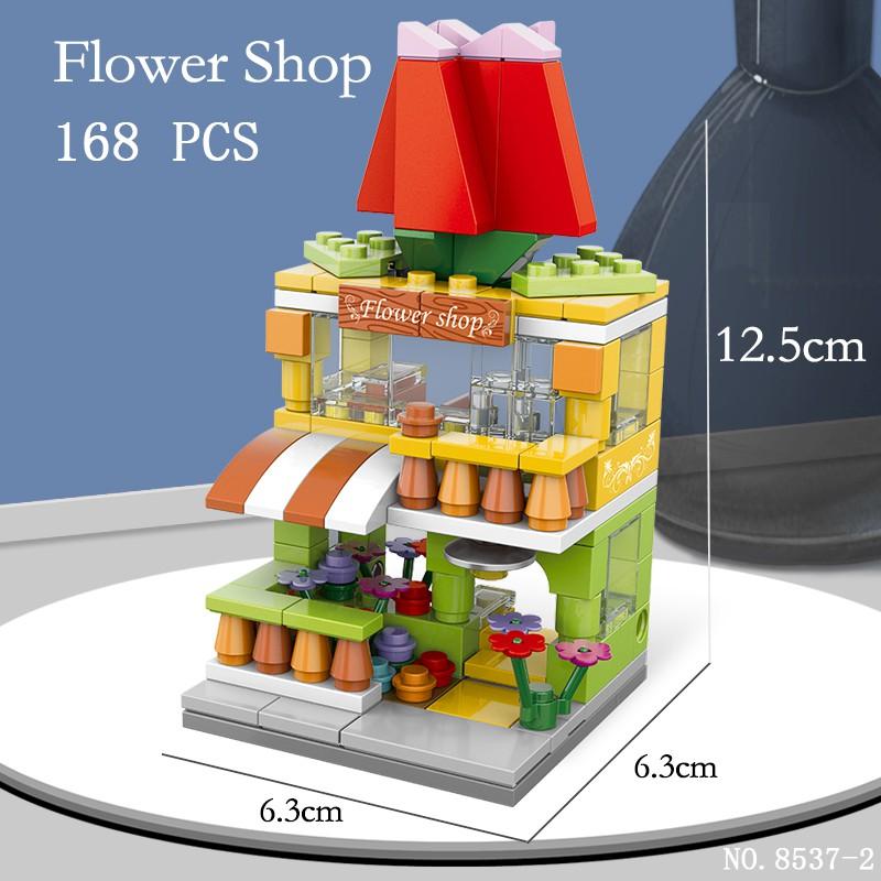 208pcs Mini City Street View Building Blocks McDonald's House Model Building Blocks Compatible with Children's Educational Toys