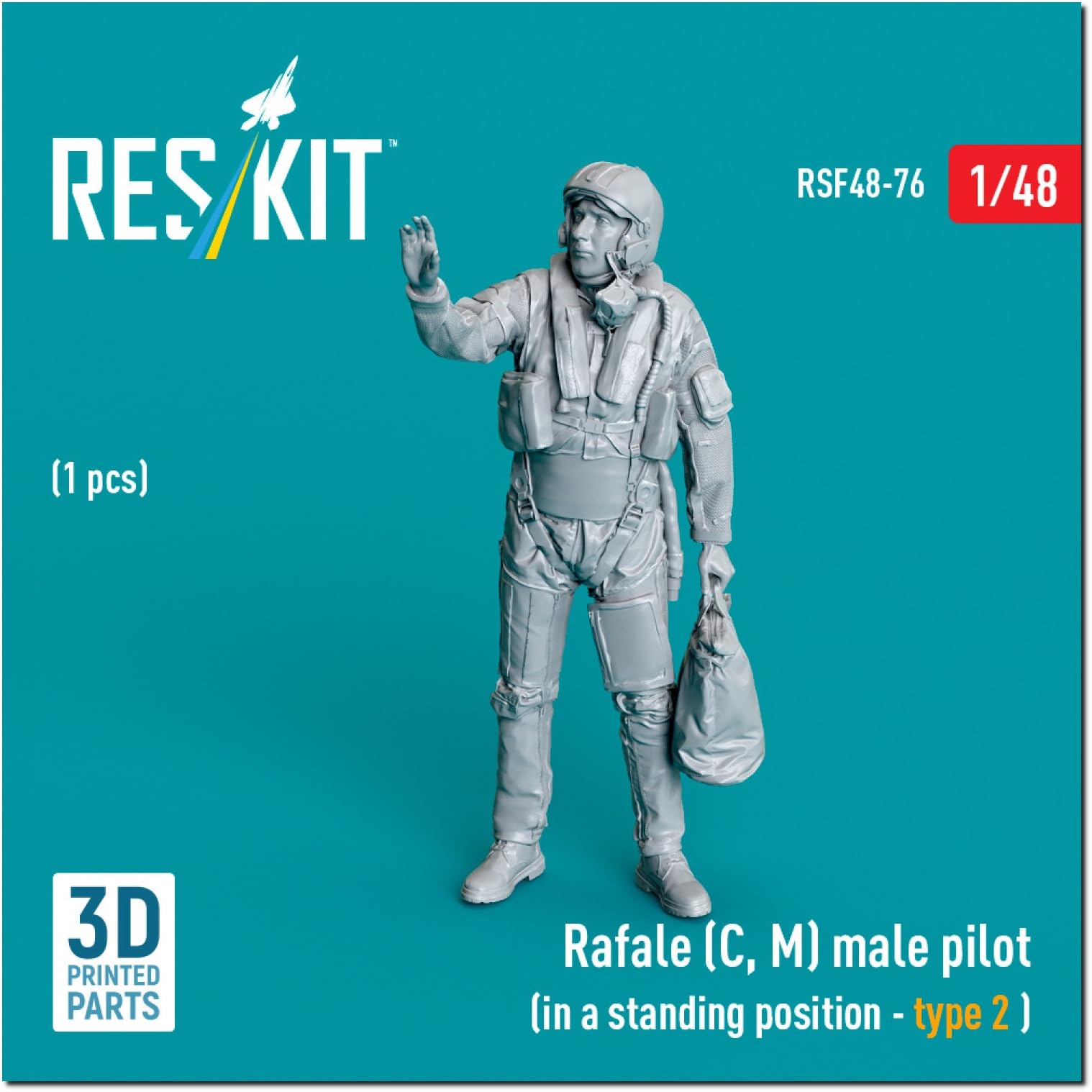 

Reskit Rafale Male Pilot Standing Posture 2 Resin Kit 1/48 C/M RSKF48-0076 (Person)