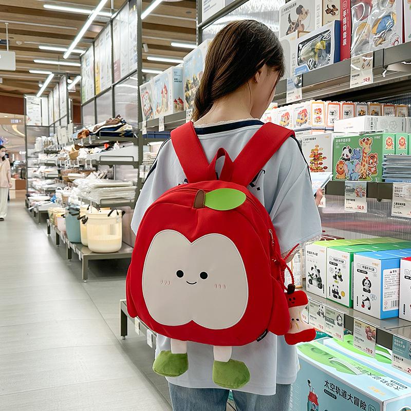 Cute Apple Backpack Women's New Cartoon Travel Backpack Junior High School Student Leisure Class Schoolbag Tide