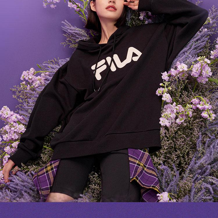 FILA Casual Loose Simple Classic Logo Hoodie Unisex Hoodies Black F51U238298F-BK
