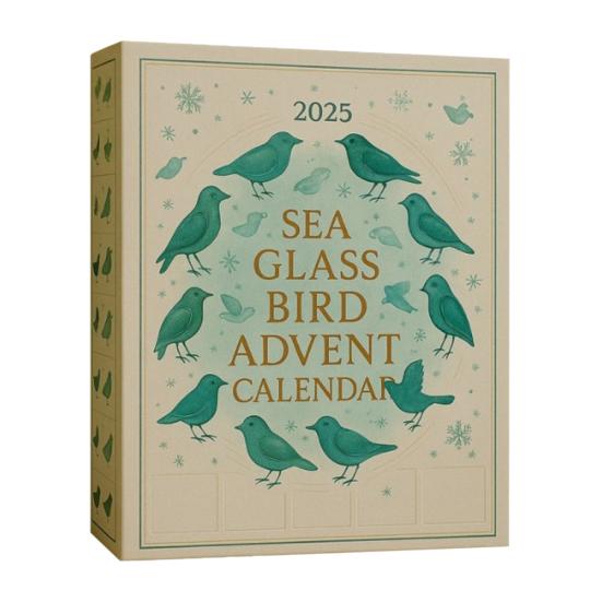 

Sea Glass Bird Advent Calendar 2025 24-Day Christmas Countdown Box with Acrylic Bird Ornaments Unique Holiday Gift for Nature Lovers 1 Set