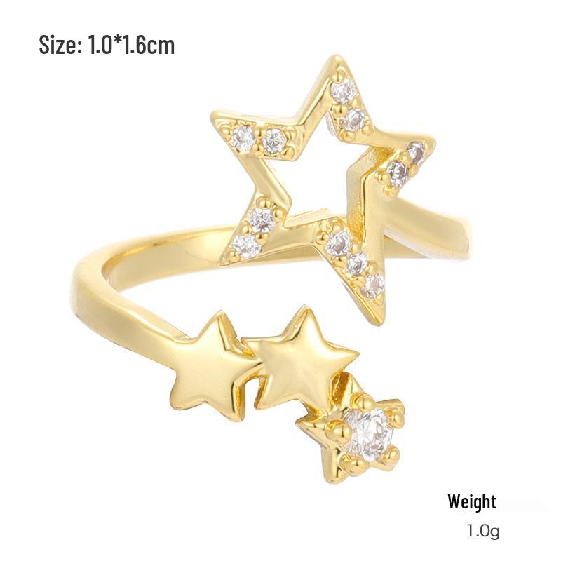Kenjie Gold-Plated Copper Zircon Women's Adjustable Ring - Stylish Autumn/Winter Design