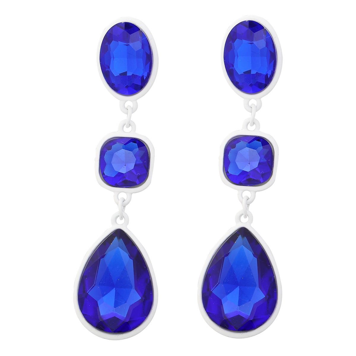 

Pinkdudu Fashion Fashion 6 Colour Rhinestone Water Drop Earrings Elegant Creative Multilayer Geometric Earring for Women Jewelry PD1319 синій