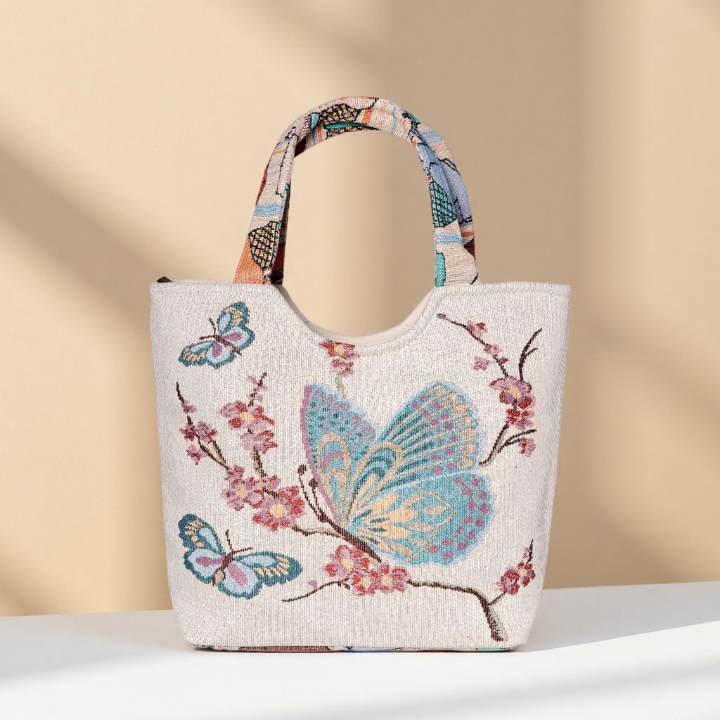 Ethnic Style Handheld Fabric Bag With Embroidery And Multiple Pockets For Casual Outings