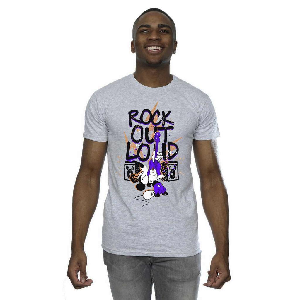 Disney Mens Mickey Mouse Rock Out Loud T-Shirt