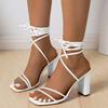 Dress Sandals For Women Low Heel Comfortable Ladies Fashion Summer Solid Color Leather Ankle Sandalias De Mujer Verano 2026
