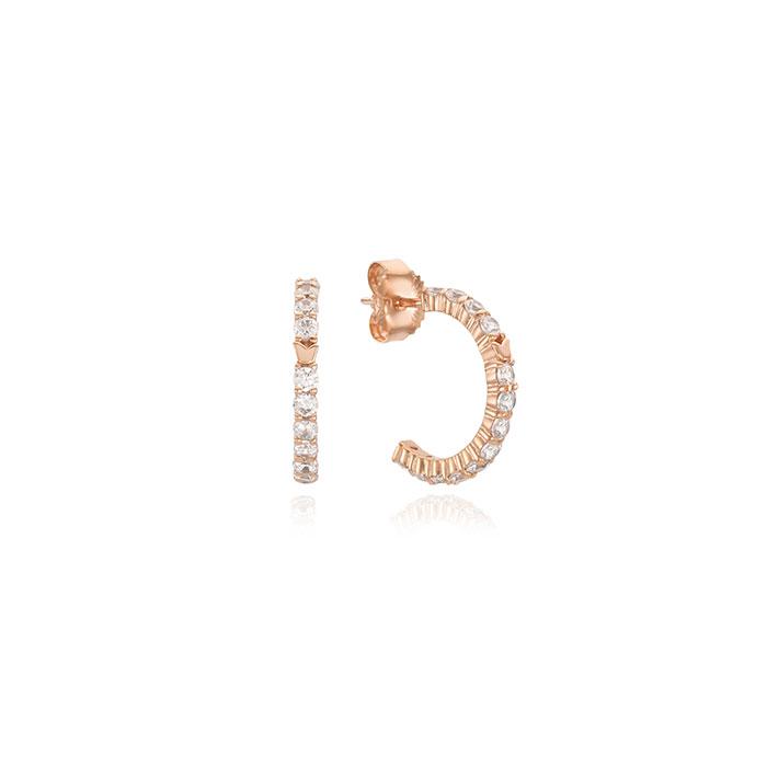 Tirrlirr Stone & Mini Tulli Silver Pink Hoop Earrings Ttslse09339M-P