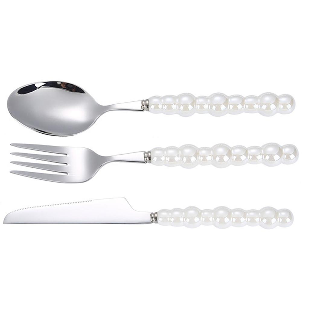Flatware Cutlery Set Spoons Forks Knifes Utensils Tableware Sets with Ceramic Pearl Handles for Home Restaurant Hotel