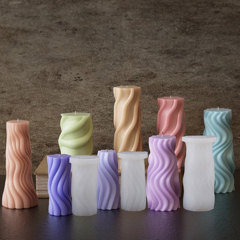 Flexible Silicone Mold Cylinder Shaped Wax Candle Molds Scented Aromatherapy Making Mould Handmade Ornament Mould