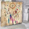 1Pc Dreamcatcher Pattern Shower Curtain With Indian Feather Design For Bathroom Decor Polyester Fabric Includes 12 Hooks