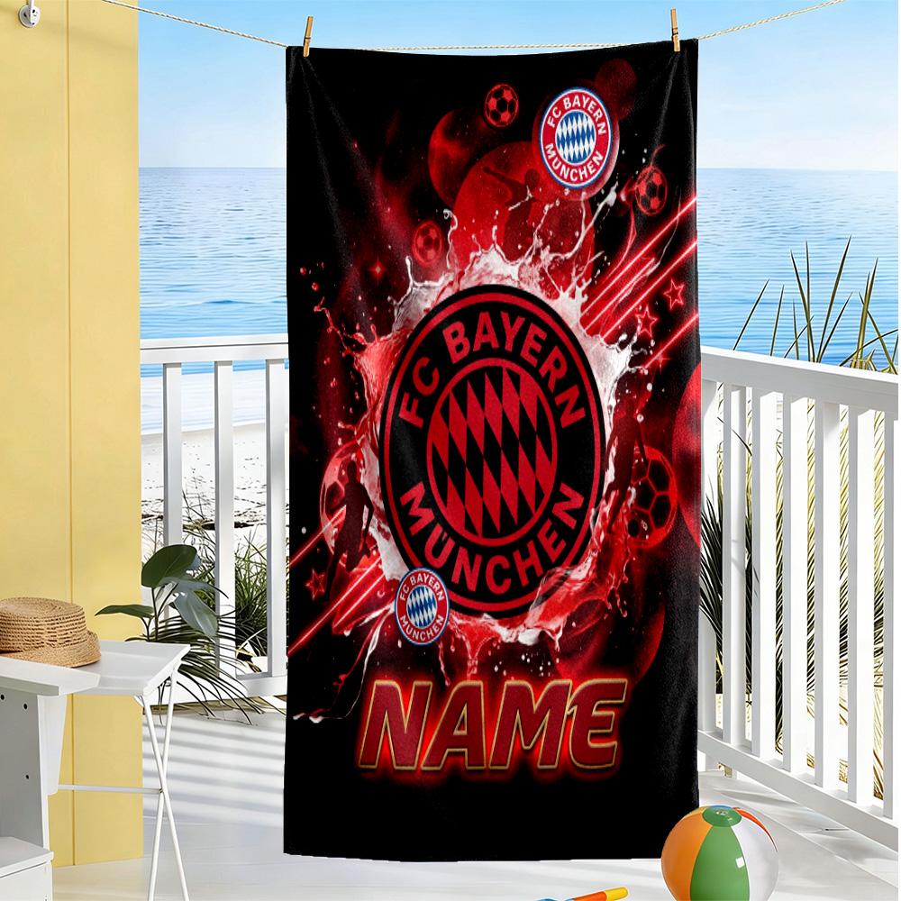 Bayern Munich Fan Gear Personalized Text Beach Towel Super Soft Microfiber Quickdry Fabric Perfect for Traveling Yoga Camping and Swimming