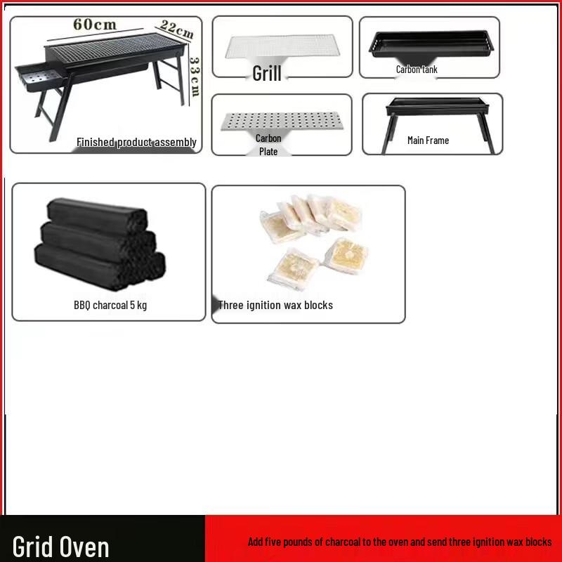 Portable Outdoor BBQ Grill with Drawer and Carbon