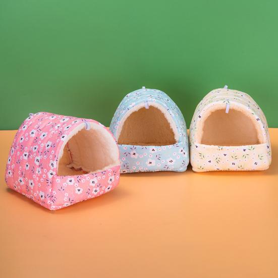 Pet Nest Semi-closed Cold Protection Big Space Printing Thickened Keep Warm Cloth Flower Print