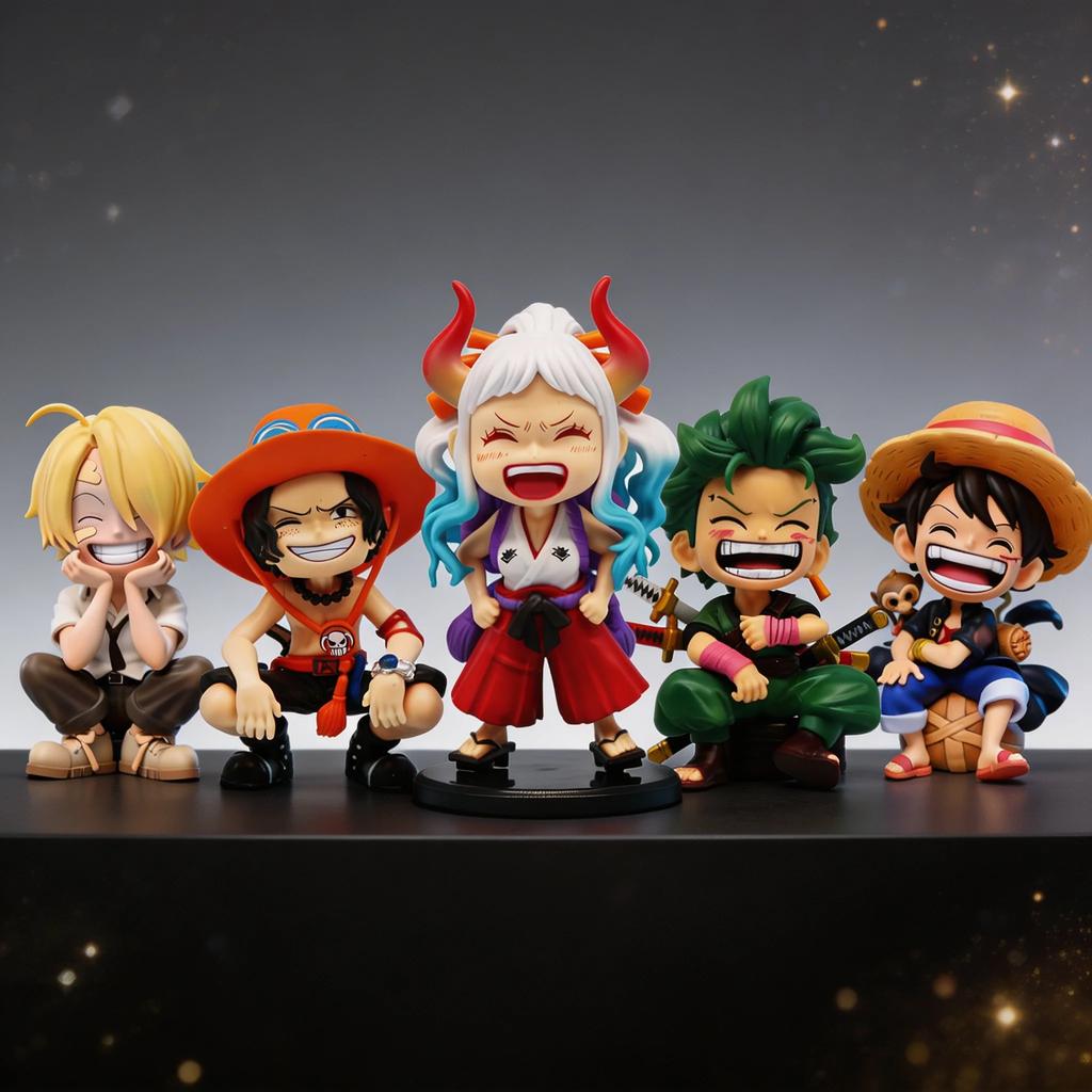 13cm Anime One Piece Actionfiguren Q-Version sitzend Luffy Zoro Sanji trendige Spielzeuge Puppenmodelle Autoornamente Geburtstagsgeschenke Spielzeug