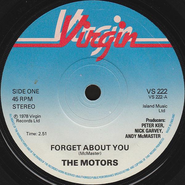 

7inch Record MOTORS - Forget About You VS222 Virgin 1978 UK Rock Used
