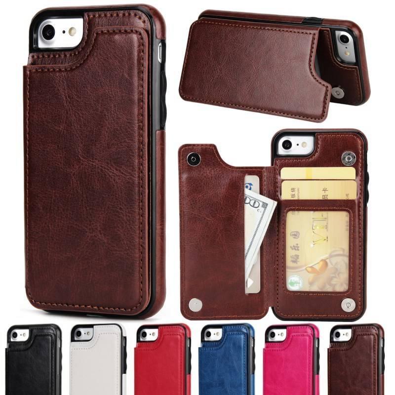 Case luxury leather flip wallet card slots phone case for iphoneX 7