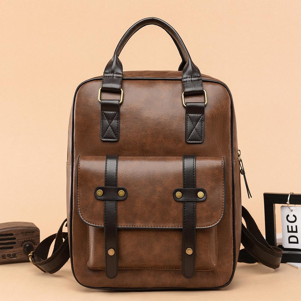 Retro Women's Backpack PU Large Capacity Backpack