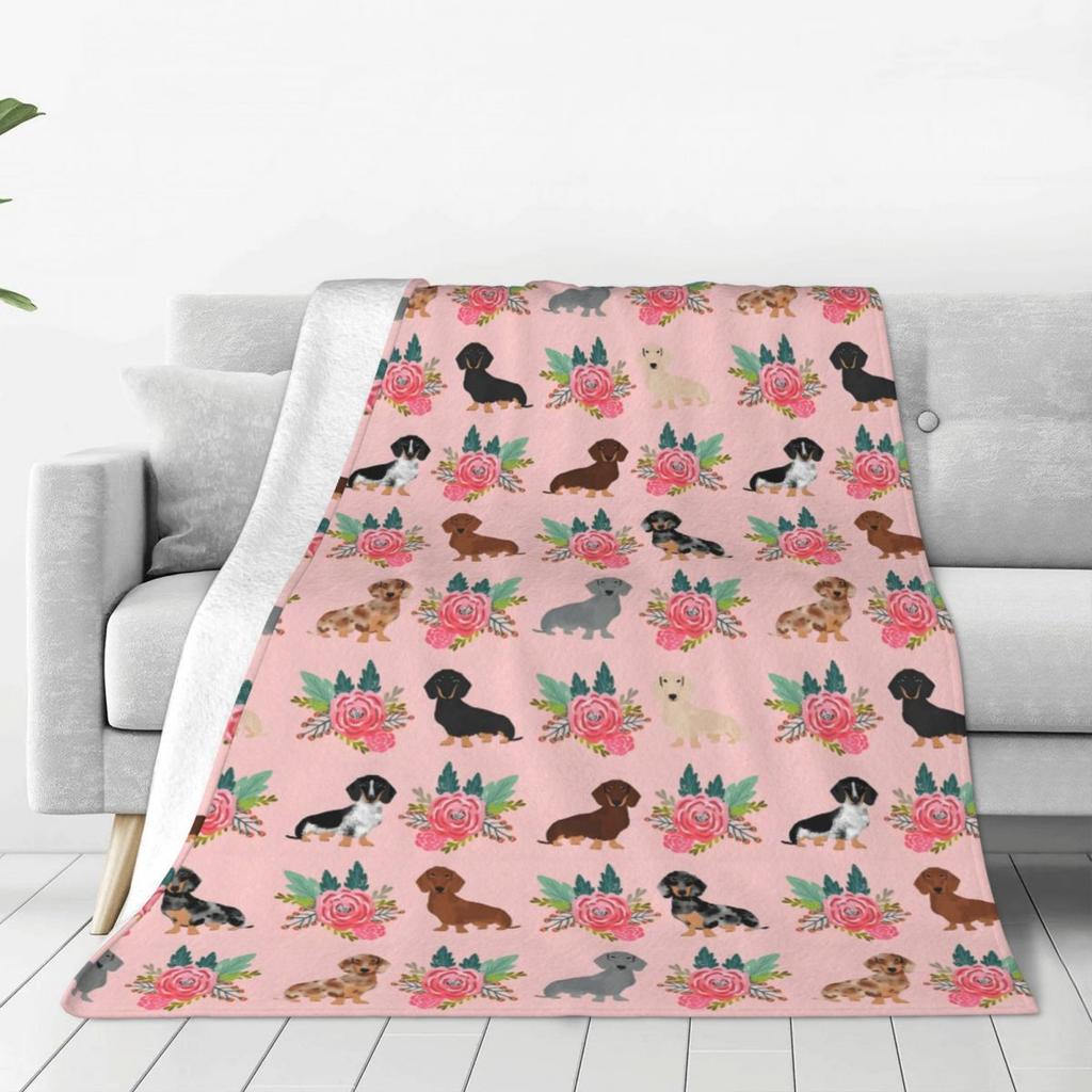 Individuell 3D-gedruckte lustige Dackel-Cartoon-Decken, bequeme weiche Flanell-Sommer-Überwurfdecke für Sofa, Außenbereich, Bett