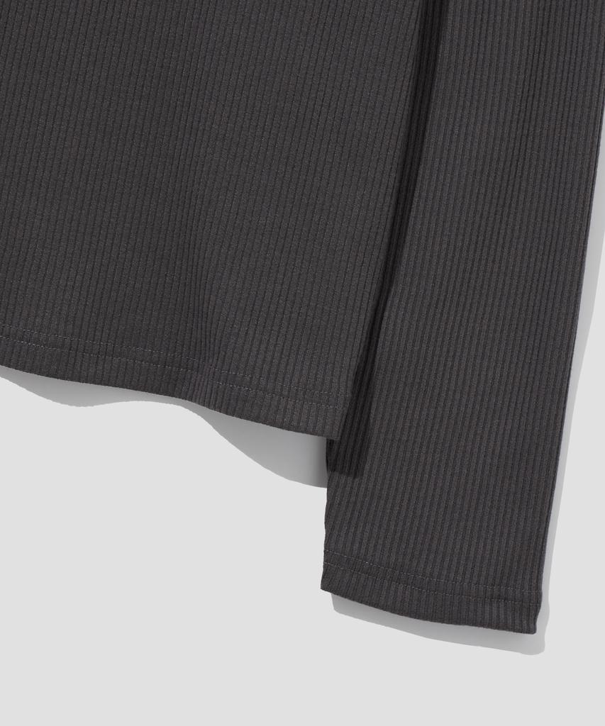 AGOD Soft Henley Neck Long Sleeve [Charcoal]