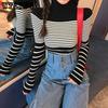 Autumn and Winter Retro Striped Sweater High Collar Pullover Head Hundred Long-sleeved Knitted Sweater Female Slim Thin Bottoming Shirt Top