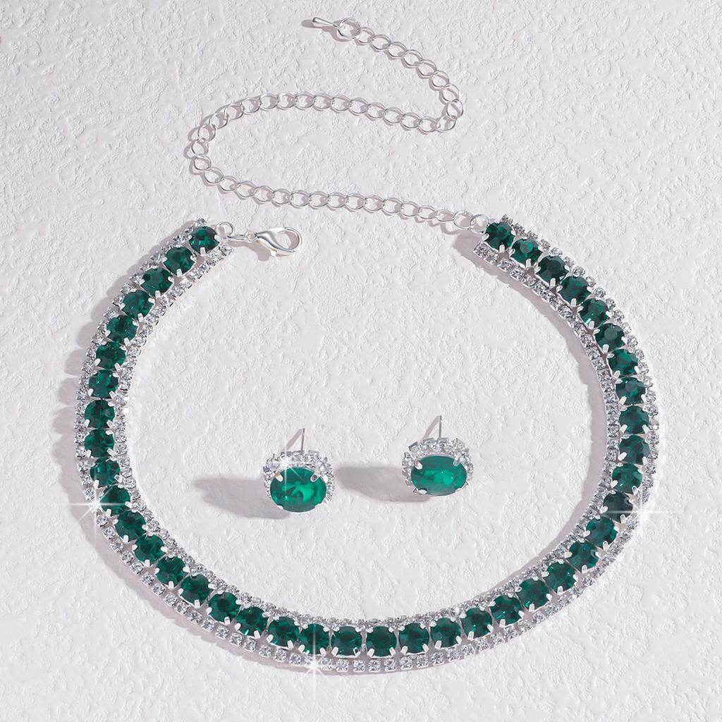 3pcs Wedding Jewelry, Women's Rhinestone Earrings, Necklace Jewelry Set, Luxurious and Fashionable Banquet and Party Accessories