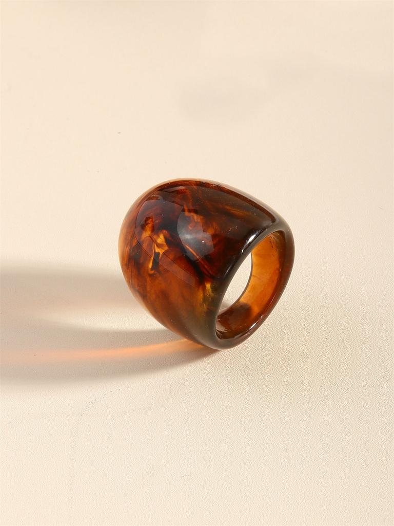 Anello Largo Trasparente in Resina Marrone Vintage Geometrico Irregolare Gioielli Personalità Autunno Inverno Nuovi Anelli Ins Hip Hop Punk