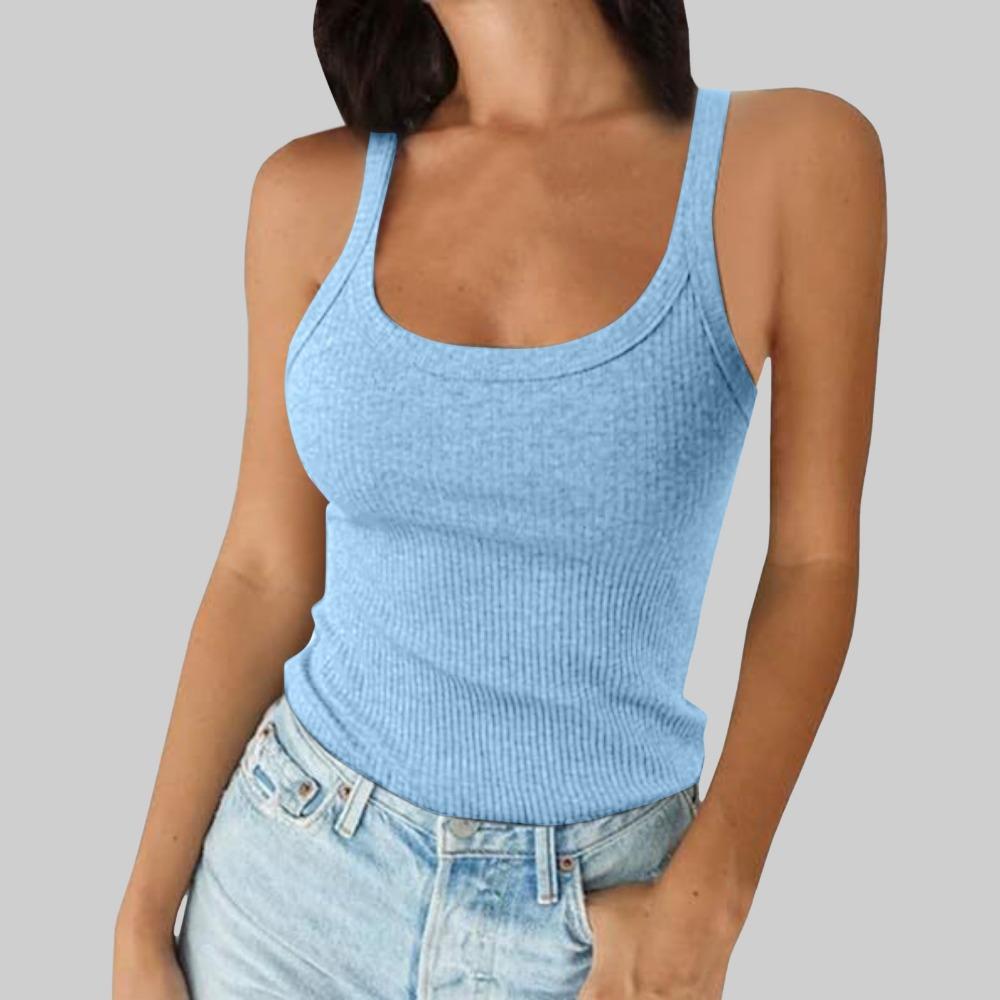 U Neck Tank Top Shoulder Straps Crop Tops Women Summer Camis Solid Color Camisole Fashion Tube Female Sleeveless Cropped Vest Y2K Clothes